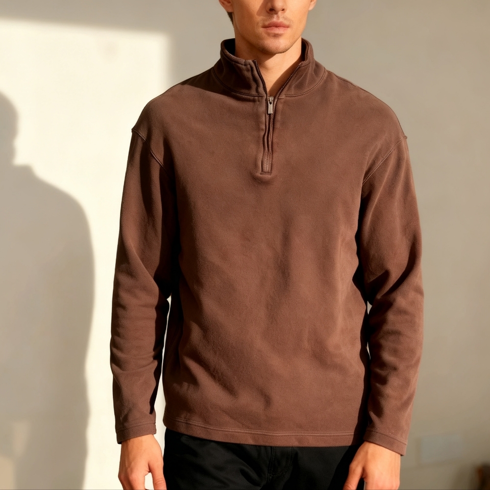 Eddie Bauer Size L Chocolate Brown 100% Cotton Sweater, Very Good Condition